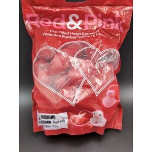 16pc Pre-filled Heart Capsules With Valentine with rubber ducks
